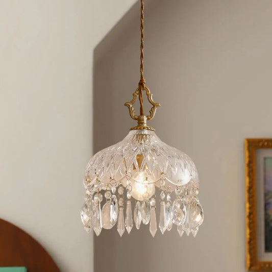 YEBMLP Franse retro lampă suspendată din sticlă pentru interior LED lux candelabru artistic dormitor bar restaurant lampă suspendată pentru masă cu bec E14