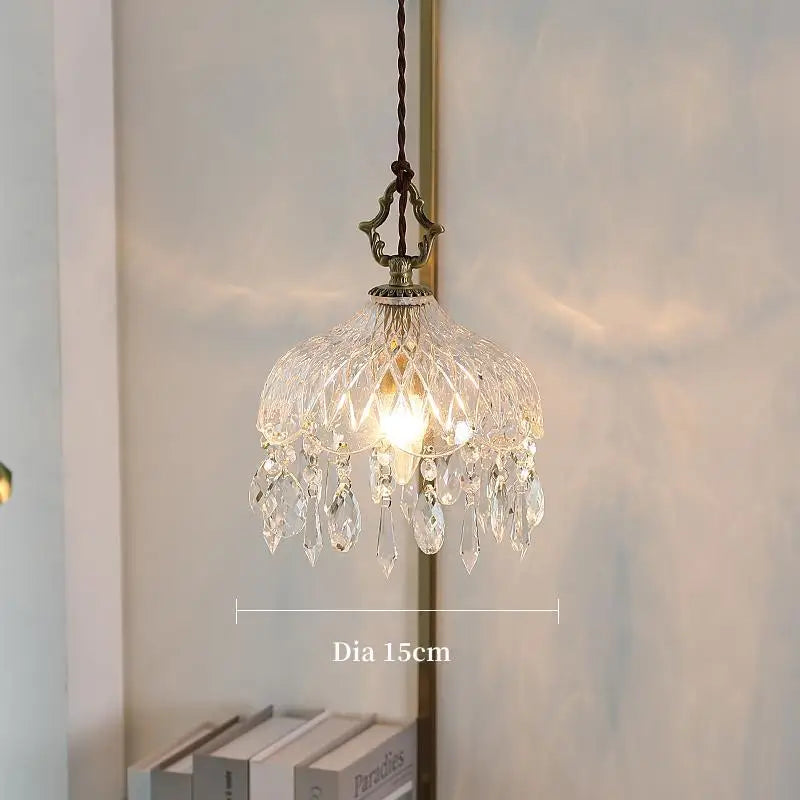 YEBMLP Franse retro lampă suspendată din sticlă pentru interior LED lux candelabru artistic dormitor bar restaurant lampă suspendată pentru masă cu bec E14