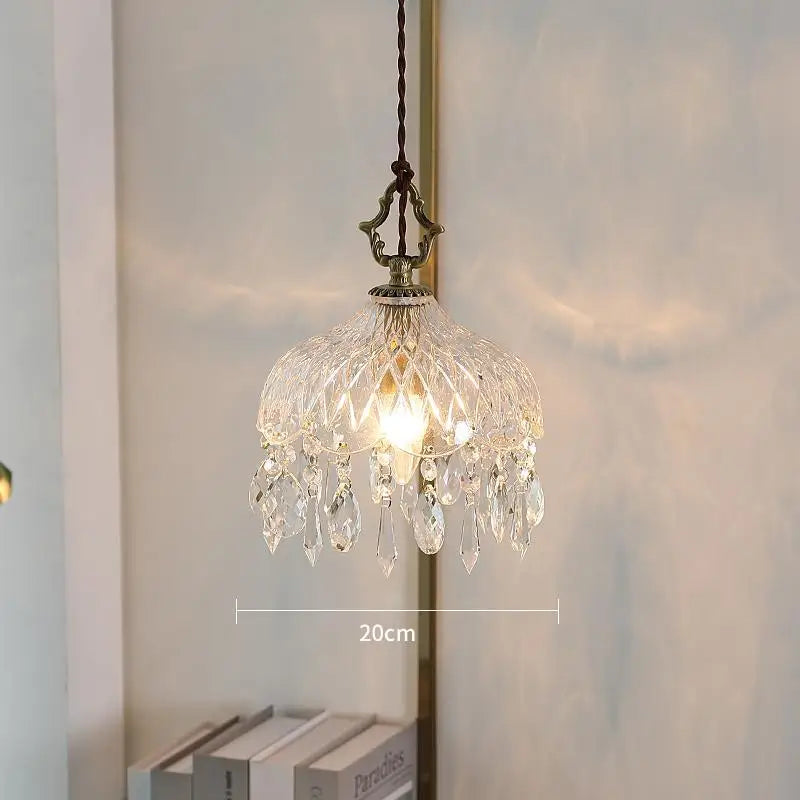 YEBMLP Franse retro lampă suspendată din sticlă pentru interior LED lux candelabru artistic dormitor bar restaurant lampă suspendată pentru masă cu bec E14