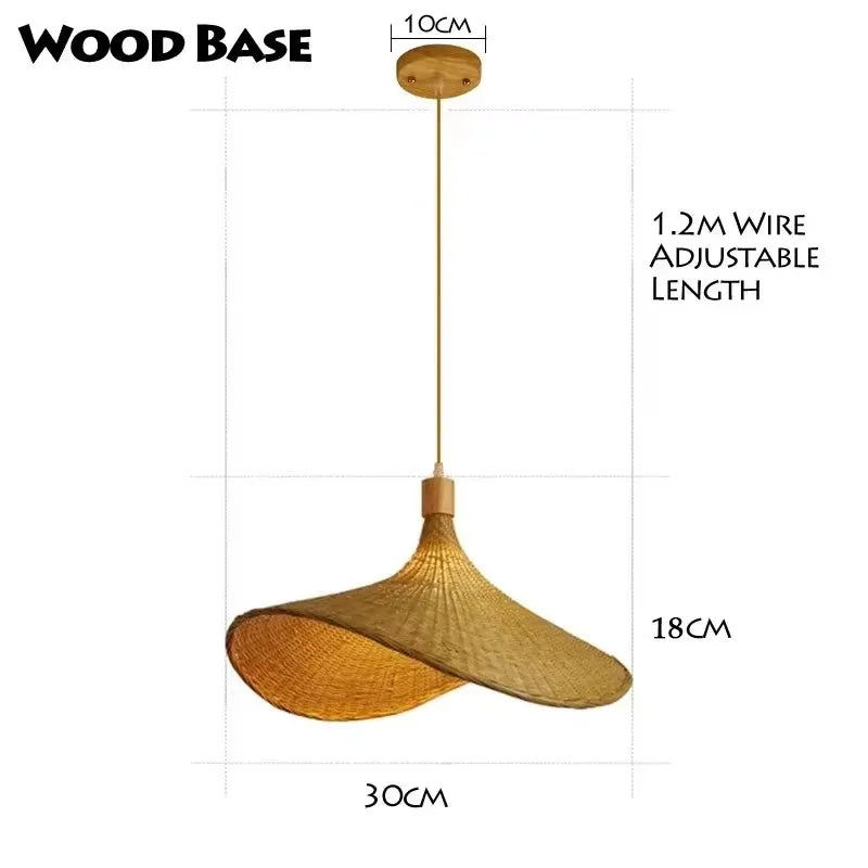 Bambus Håndvævet Pendel Lys 36cm Hængende LED Loftlampe Lysekrone Armatur Rattan Håndlavet Vævet Hjem Soveværelse Dekoration