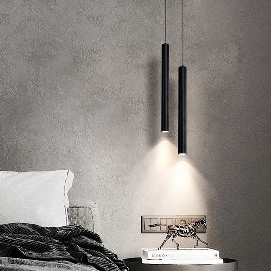 Moderní skandinávský LED závěsný lustr Dvojitá hlava Závěsný lustr Jídelna 2m Závěsný lustr Trubice Dekorace Válec Trubice Liniový lustr