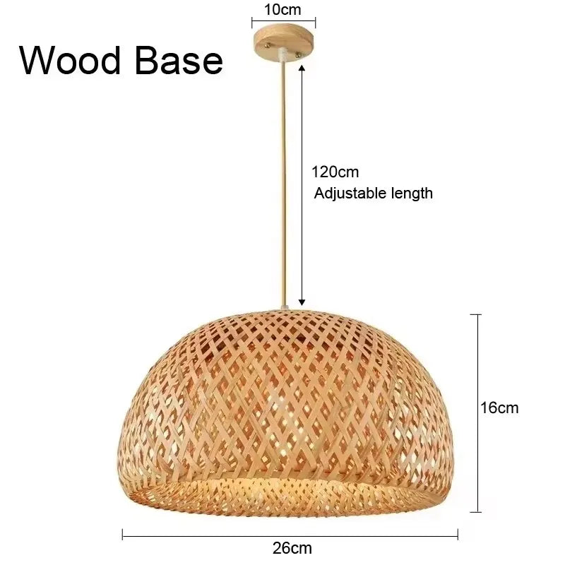 Bambus Håndvævet Pendel Lys 36cm Hængende LED Loftlampe Lysekrone Armatur Rattan Håndlavet Vævet Hjem Soveværelse Dekoration