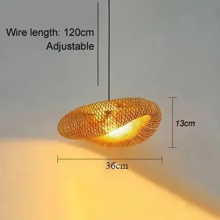 Bambus Håndvævet Pendel Lys 36cm Hængende LED Loftlampe Lysekrone Armatur Rattan Håndlavet Vævet Hjem Soveværelse Dekoration