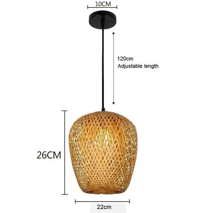 Bambus Håndvævet Pendel Lys 36cm Hængende LED Loftlampe Lysekrone Armatur Rattan Håndlavet Vævet Hjem Soveværelse Dekoration