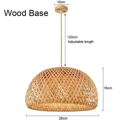 Bambus Håndvævet Pendel Lys 36cm Hængende LED Loftlampe Lysekrone Armatur Rattan Håndlavet Vævet Hjem Soveværelse Dekoration