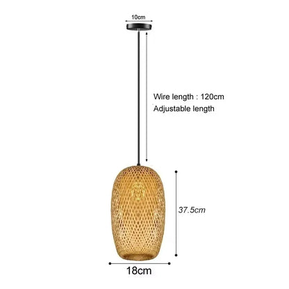 Bambus Håndvævet Pendel Lys 36cm Hængende LED Loftlampe Lysekrone Armatur Rattan Håndlavet Vævet Hjem Soveværelse Dekoration
