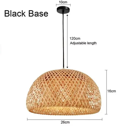 Bambus Håndvævet Pendel Lys 36cm Hængende LED Loftlampe Lysekrone Armatur Rattan Håndlavet Vævet Hjem Soveværelse Dekoration