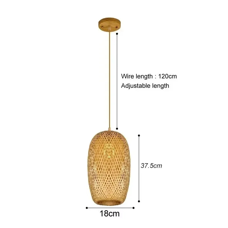 Bambus Håndvævet Pendel Lys 36cm Hængende LED Loftlampe Lysekrone Armatur Rattan Håndlavet Vævet Hjem Soveværelse Dekoration