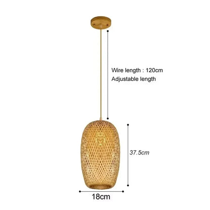 Bambus Håndvævet Pendel Lys 36cm Hængende LED Loftlampe Lysekrone Armatur Rattan Håndlavet Vævet Hjem Soveværelse Dekoration